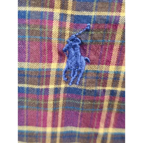 Ralph Lauren Mens Large Brown Plaid Long Sleeve Button Down Cotton Shirt Classic - Picture 6 of 11